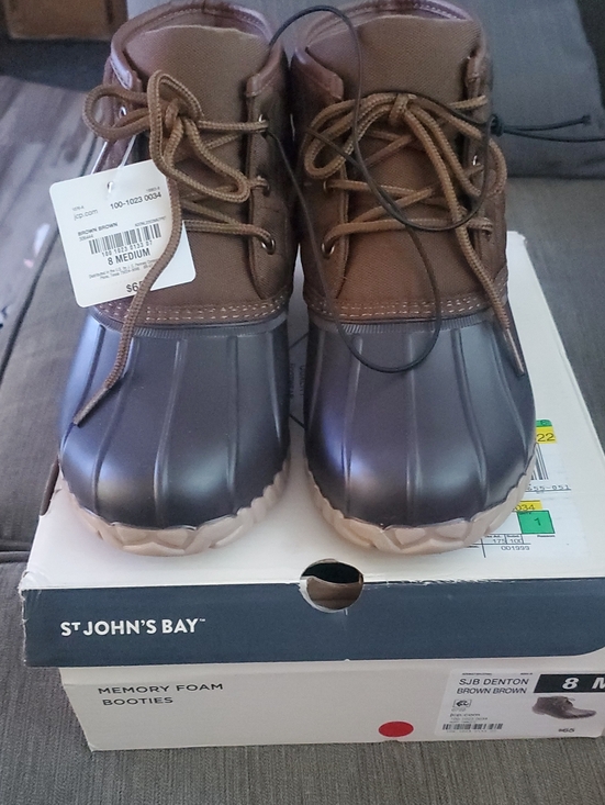 St. John's Bay Shoes - : NIB St. John’s Bay Denton Flat Heel Rain Boots - Brown - Size 8M